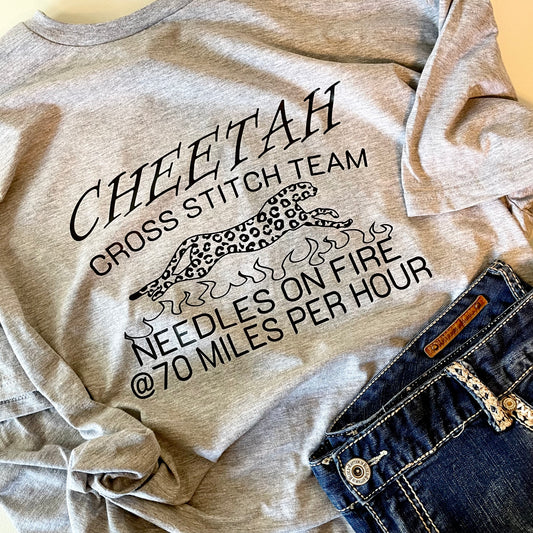 Cheetah Cross Stitch Team - Bella Canvas Brand shirts