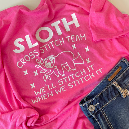 Sloth Cross Stitch Team - Bella Canvas Brand shirts