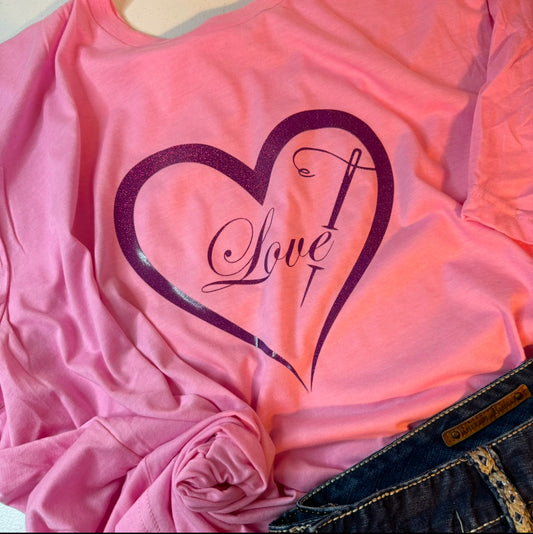 Stitching Love Heart - Bella Canvas Brand shirts