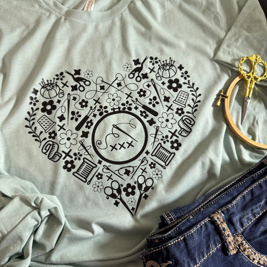 Cross Stitch Icon Heart - Bella Canvas Brand shirts