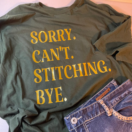 Sorry. Can't. Stitching. Bye.